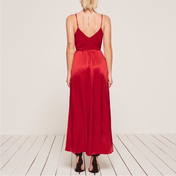 Reformation 100% Silk Getty Red Wrap Dress - Picture 4 of 11